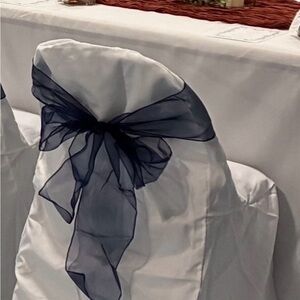 Navy Organza Chair Sash Bows -200 total count